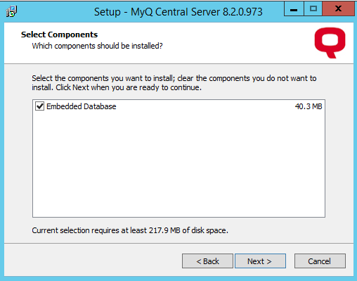 Select components window