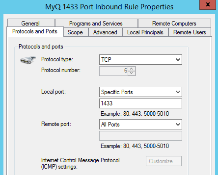 Modify port in Windows Firewall