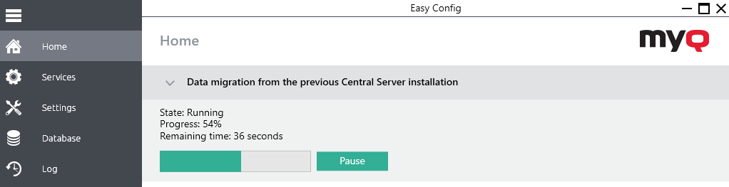 Data migration from the previous Central server installation