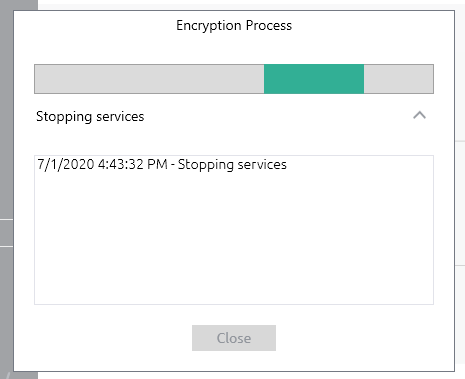 Encryption process window