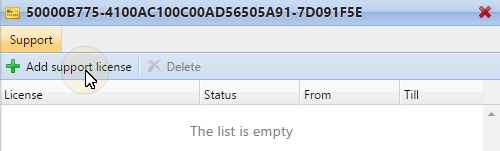 Adding a support license