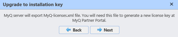 Export MyQ licenses xml file