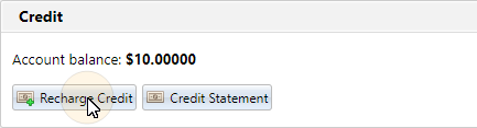 Recharging credit on the MyQ Web UI