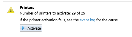 Activate printers button