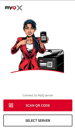 Connect to MyQ server initial screen