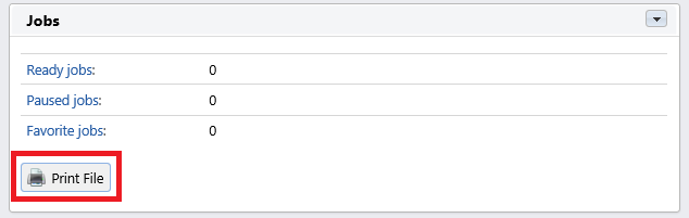 Print file button on the Jobs widget