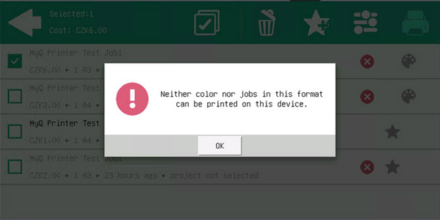 Color and format jobs filter notification