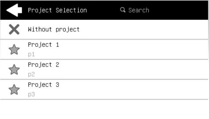 Project selection on a small screen