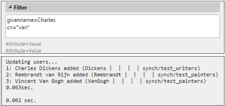 Sync example using a filter