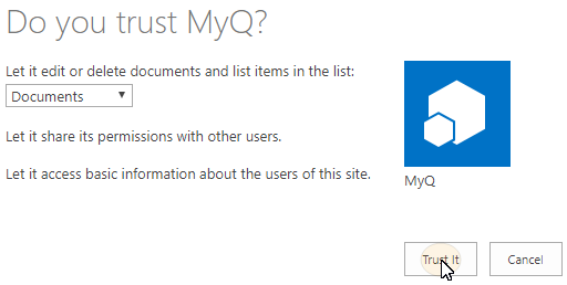 Let SharePoint Online trust MyQ