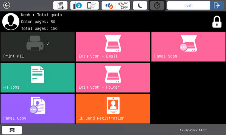 Terminal top menu with the assigned Cost Center