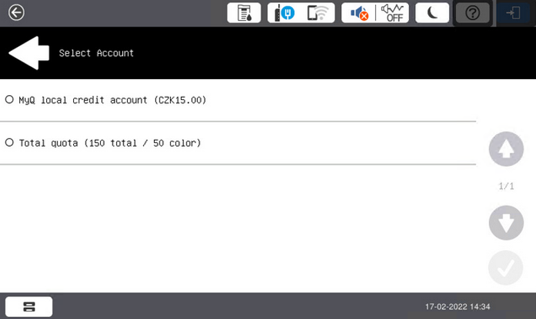 Selecting cost center on the terminal