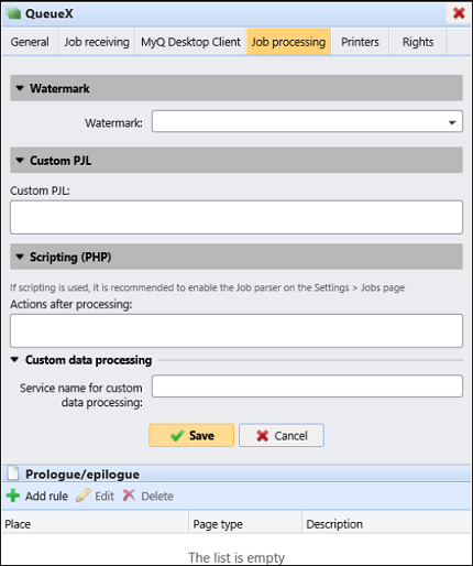 Queue job processing settings