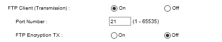 FTP server setting on the device web UI