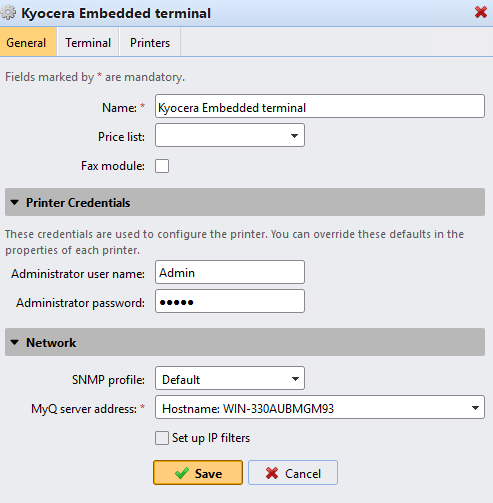 Configuration profile settings - General tab