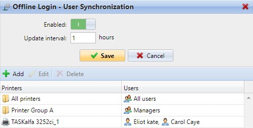 User Synchronization with offline login