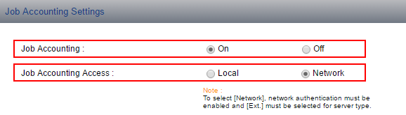 Job accounting settings