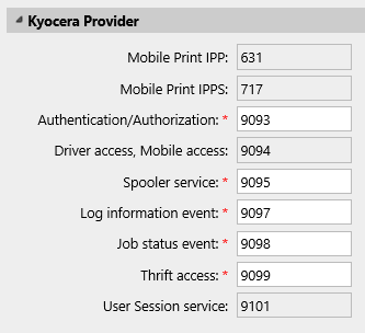 Kyocera Provider ports