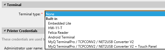 Terminal type - default options