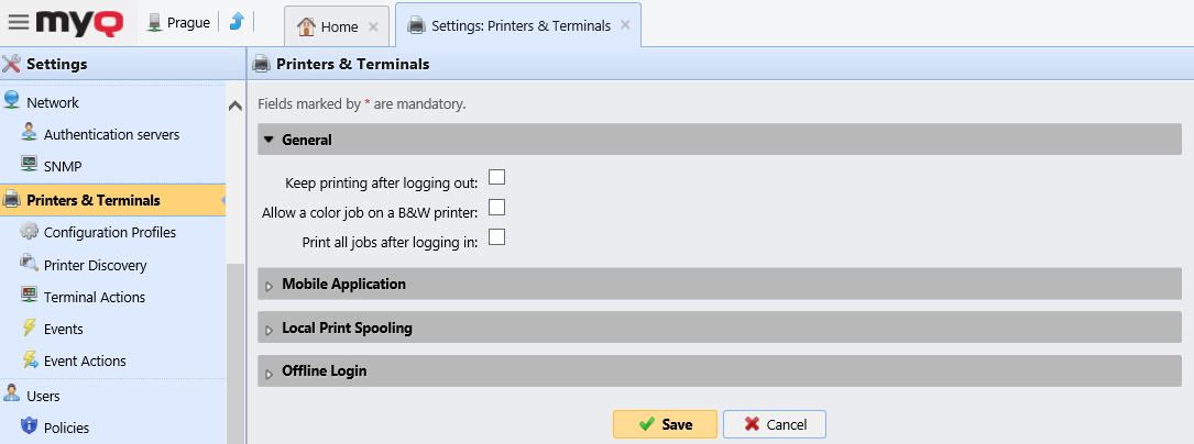 Print all jobs after logging in setting