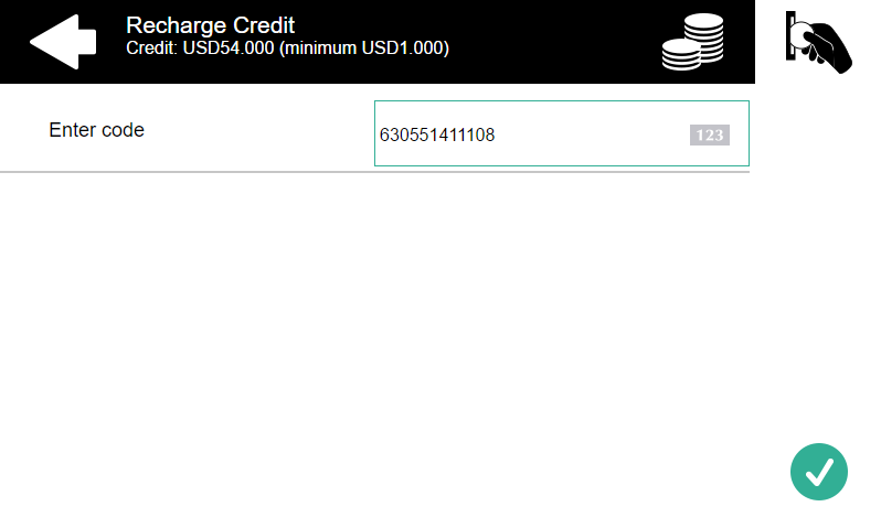 Recharging credit on the terminal