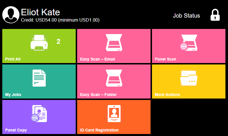 Terminal top menu with credit