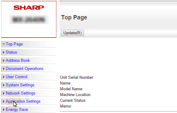 4.5 web UI - Opening application settings