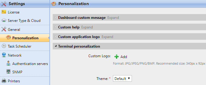 Personalization Settings tab