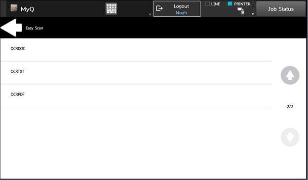 Selecting OCR format on the terminal