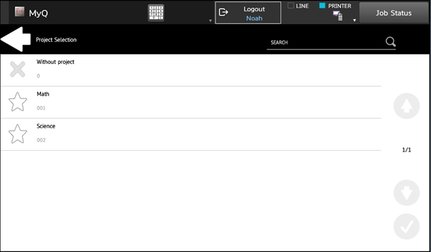 Project selection on the terminal