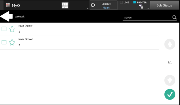 Selecting the output folder on the terminal