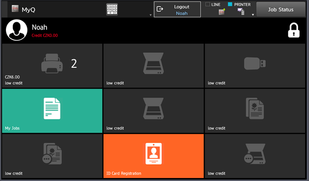 Insufficient credit - dimmed actions on the terminal