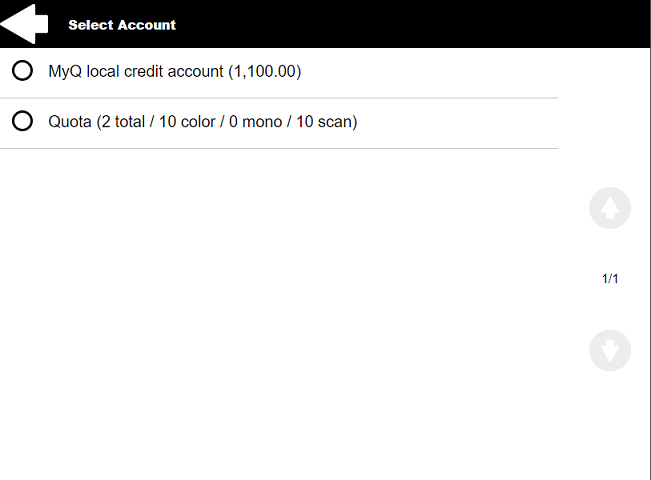 Cost center selection on the terminal