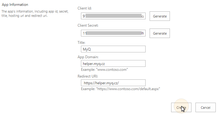 Creating a new SharePoint app registration