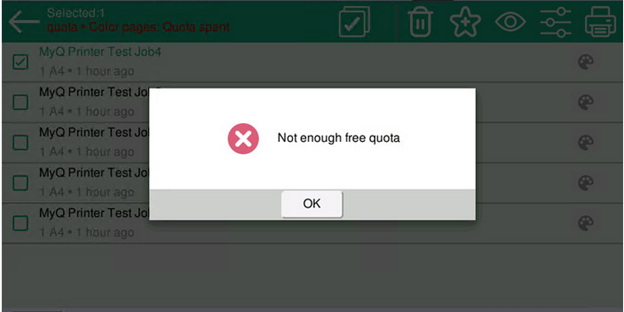 Not enough free quota message
