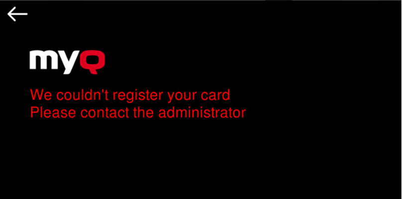 ID Card Registration failed message on a terminal