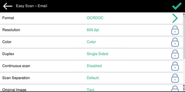 OCR format option on the terminal