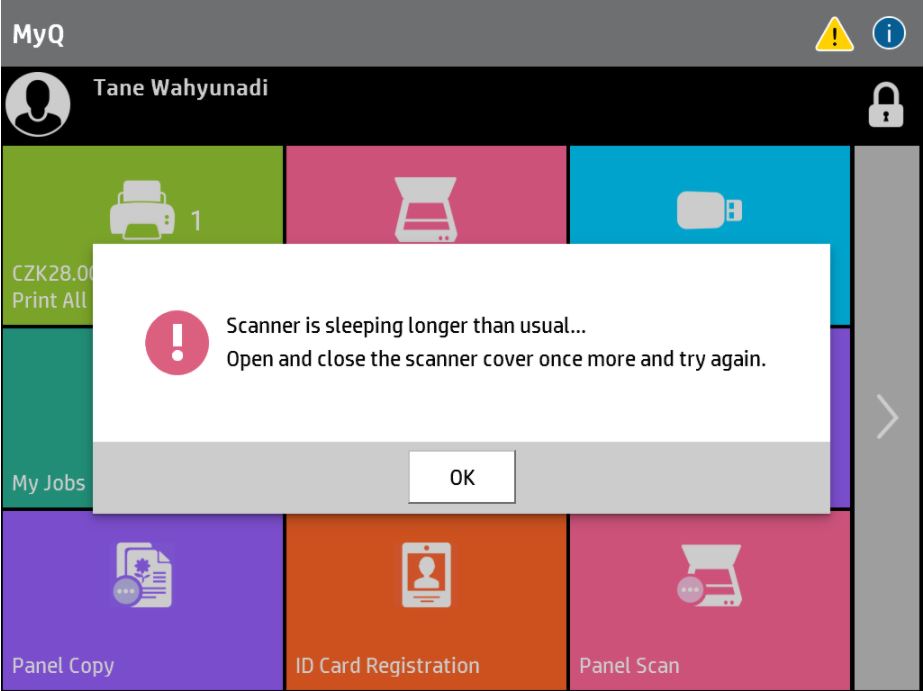 Scanner offline error message