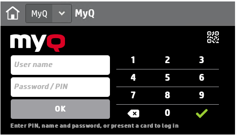 MyQ log in in exploded mode on a small screen