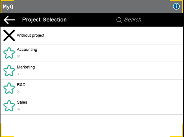 Project selection on the terminal