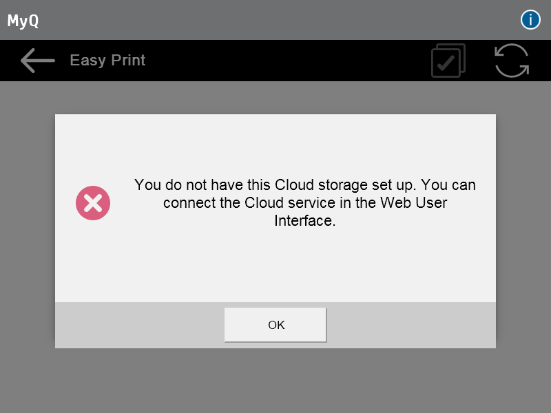 No cloud storage error