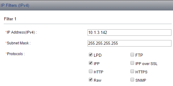 IP Filters setup