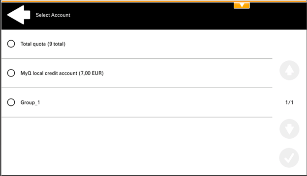 Selecting cost center on the terminal