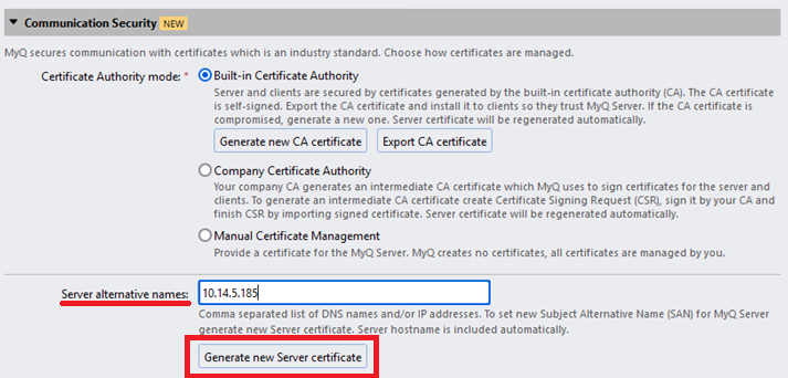 Adding a SAN and generating a new certificate