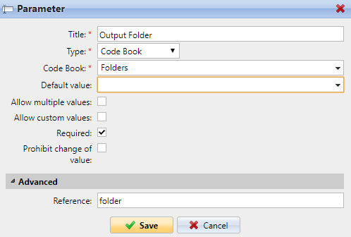 Code Book custom parameter example settings