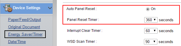 Idle logout settings