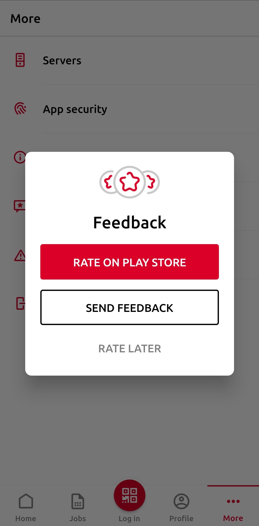 Send feedback and rate the app
