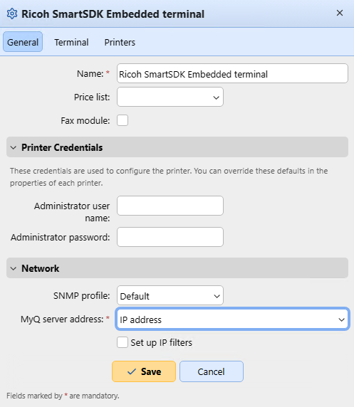 IP address used in the config profile settings