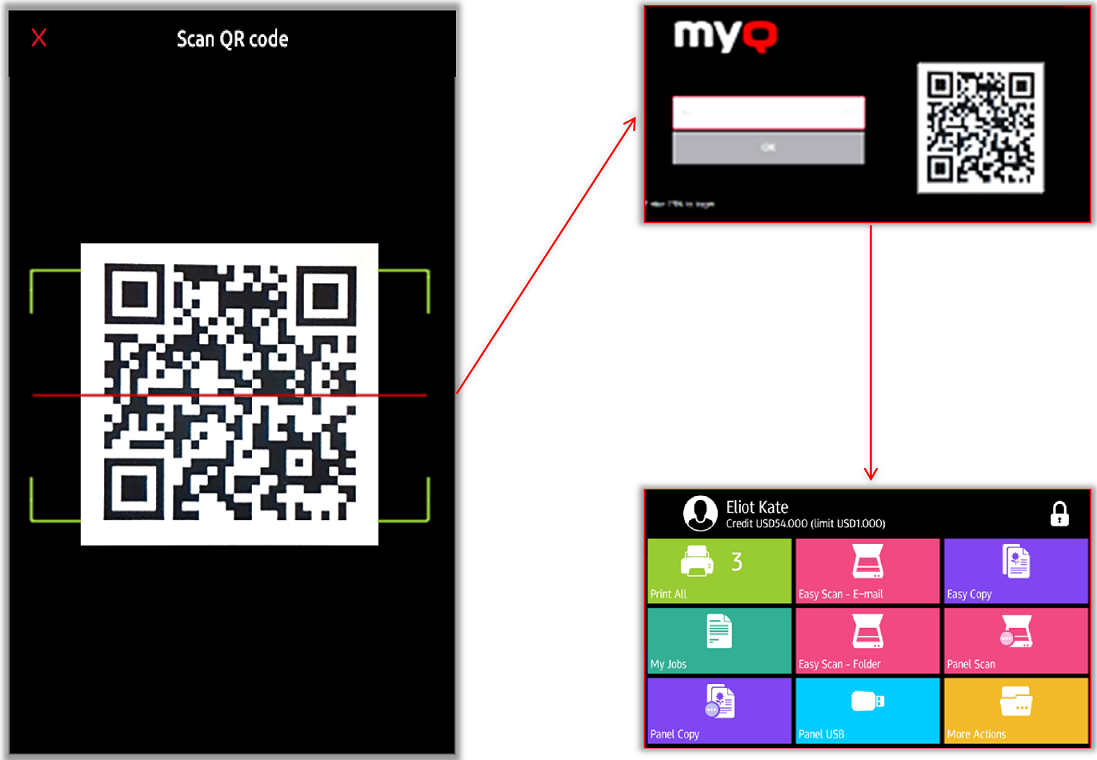 Unlocking the device via a QR code