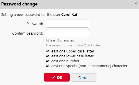 Changing password